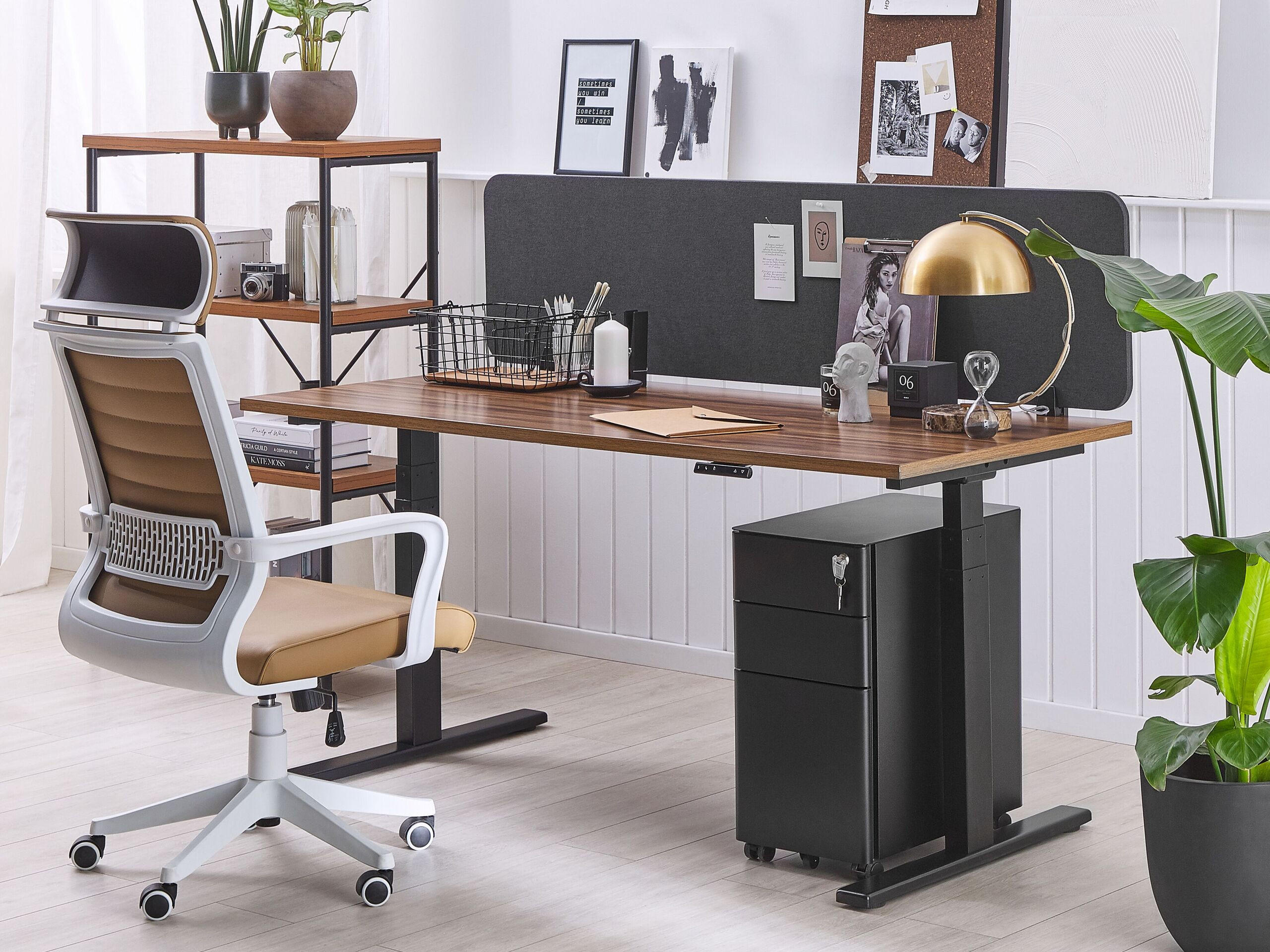 SCHREIBTISCHTRENNWAND 160 x 40 cm Dunkelgrau Wally - Dunkelgrau, Textil (160/40/2cm) - Beliani