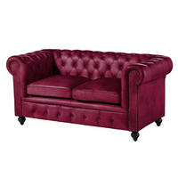 SOFA 2-Sitzer Echtleder 158x82x75 rot CHESTERFIELD #402 - Rot, Leder (162/75/82cm) - Massivmoebel24