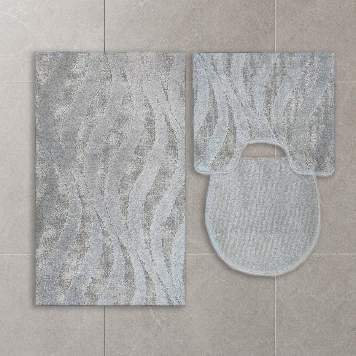 BADEMATTE Set 3 tlg GRAU - Grau, Textil (60/100cm) - ROLFNERS