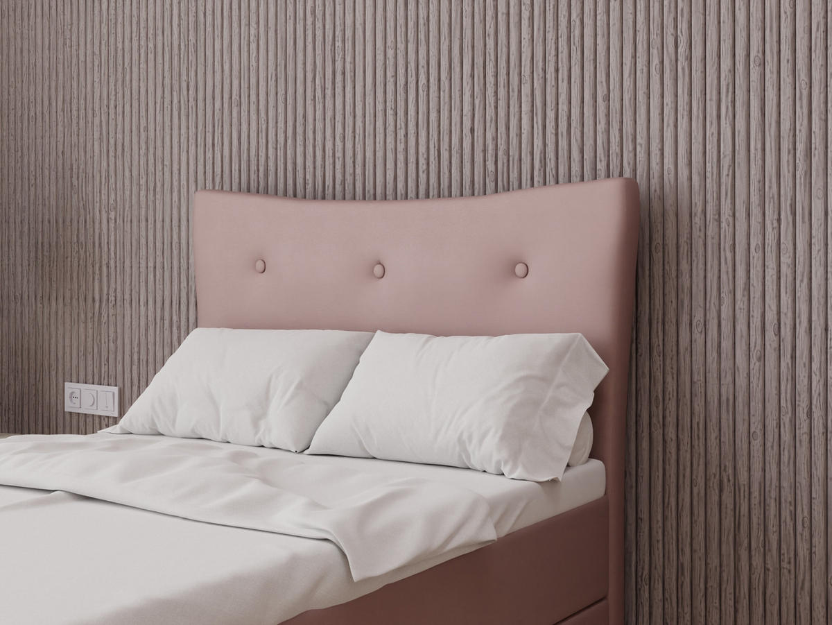 BOXBETT Nevada 100x200 cm Polsterbett mit hochwertiger Bonell-Matratze und Topper - rosa - Rosa, Holz (100/200cm) - Panda Möbel