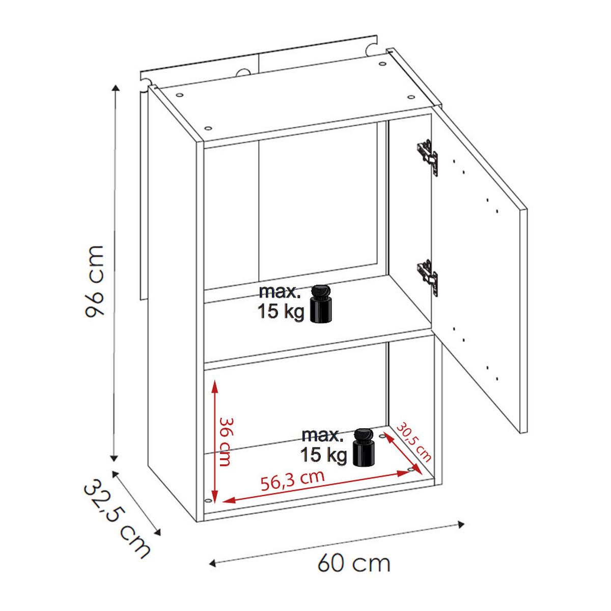 MIKROWELLENUMBAUSCHRANK Essen W4MK/60 Weiß Hochglanz / Grau Matt 60 / 32,5 / 96cm - Weiß Hochglanz/Grau, Holz/Holzwerkstoff (60/96/32.5cm) - Feldmann-Wohnen