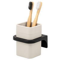 ZAHNPUTZBECHER SAVONA Softtouch, beige, eckig - Beige, Kunststoff (9/10.5/9cm) - bremermann
