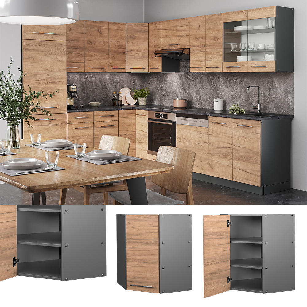 ECKHÄNGESCHRANK Fame-Line Goldkraft Eiche 57 cm - Anthrazit/Eiche Wotan, Holzwerkstoff (57/72/34.1cm) - Vicco