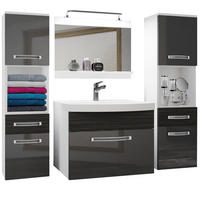 BADMÖBEL Badezimmer Silber Ebenholz Royal Glänzend Matt - Silberfarben, Holz (140/113/40cm) - B BELINI GROUP