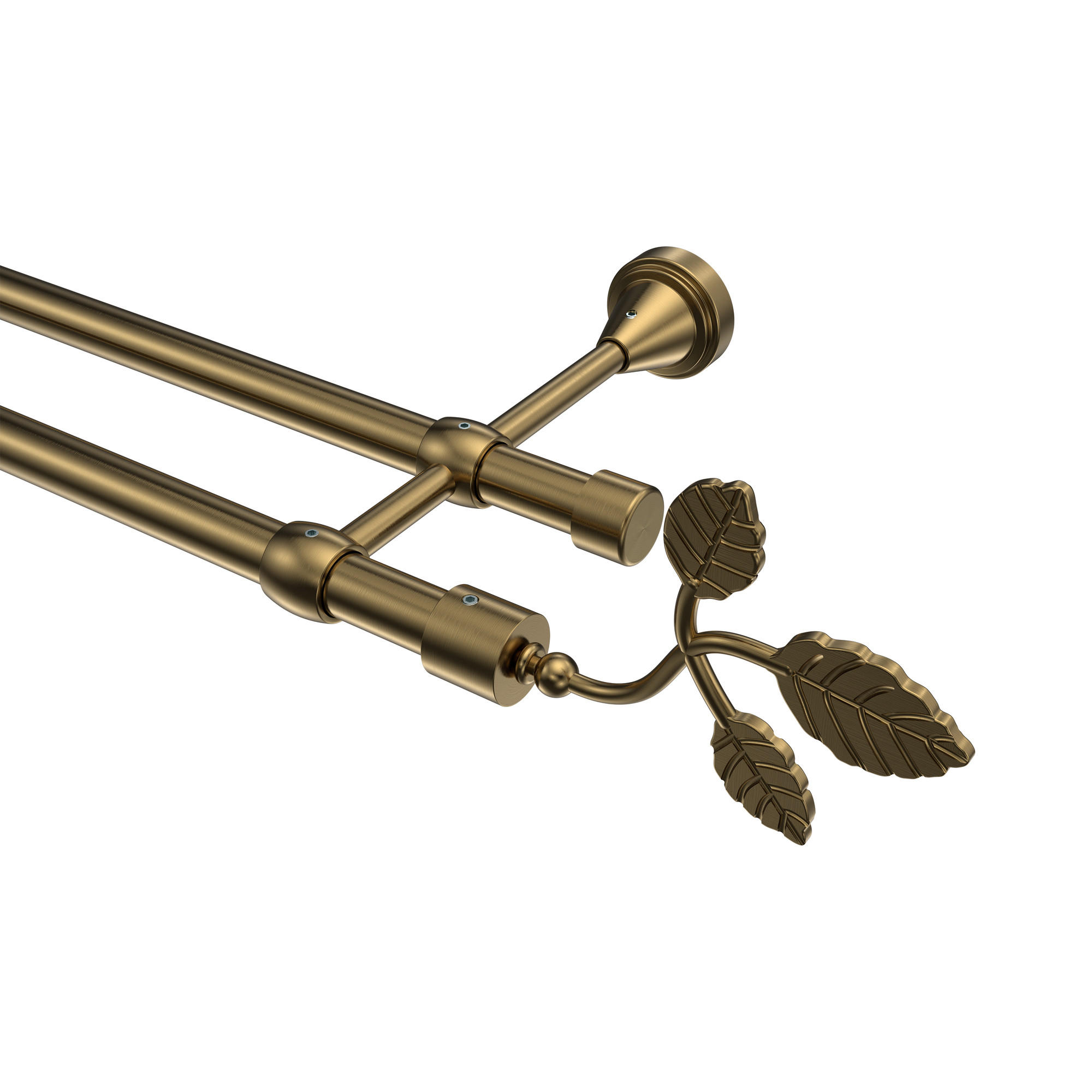 GARDINENSTANGE Primus Alessia 200 cm, 2-läufig (ohne Ringe), 16 mm Ø Messing Antik - Messingfarben/Bronzefarben, Metall (200cm) - INTERDECO