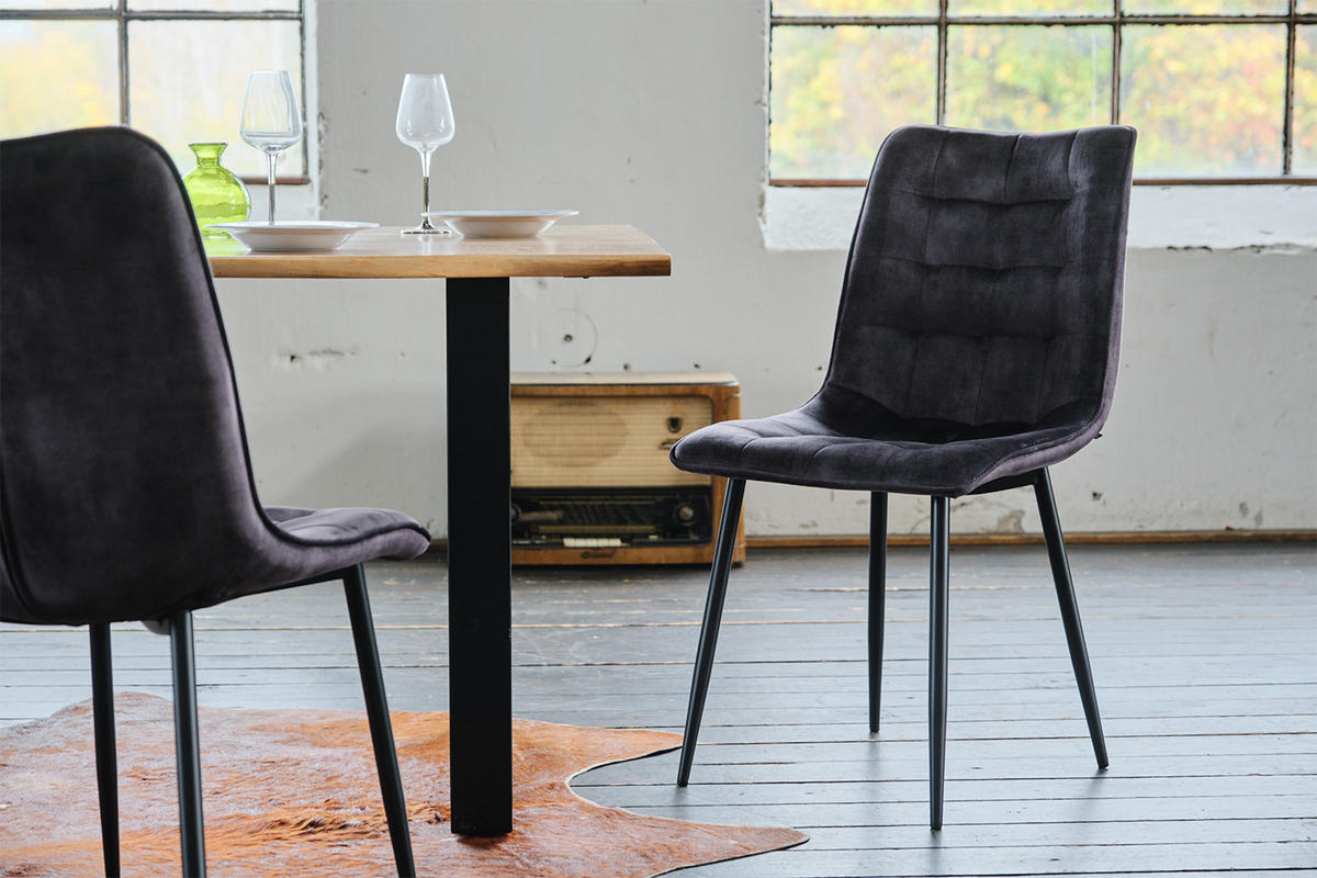 STUHL CLARA Anthrazit Velvet - Anthrazit, Textil (48/88/60cm) - KAWOLA