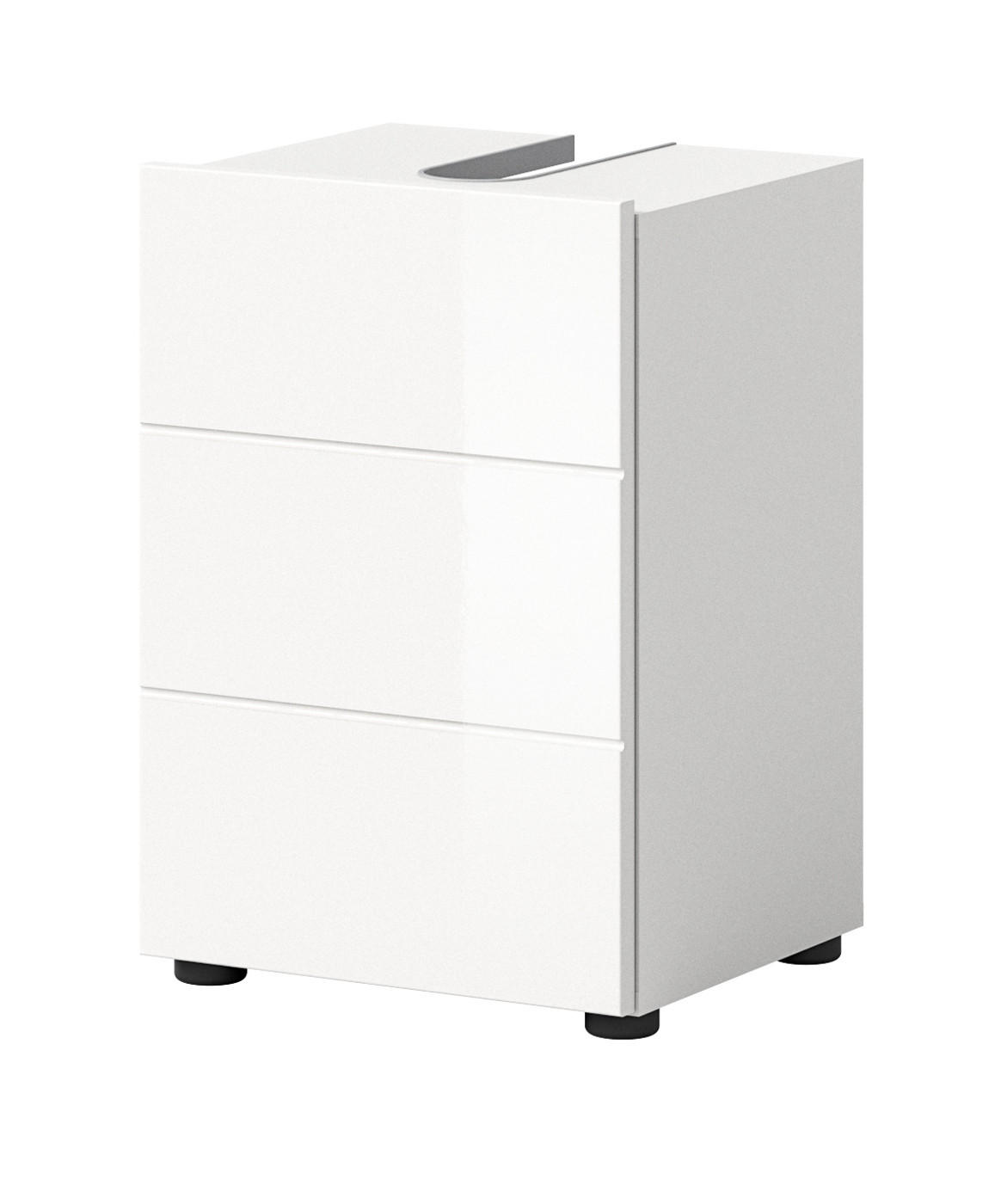 WASCHBECKENUNTERSCHRANK weiß Hochglanz 38 cm, Badezimmer Unterschrank 1-türig - Weiß Hochglanz/Schwarz, Holzwerkstoff/Kunststoff (38/56/34cm) - Inn.Furn