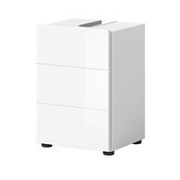 WASCHBECKENUNTERSCHRANK weiß Hochglanz 38 cm, Badezimmer Unterschrank 1-türig - Weiß Hochglanz/Schwarz, Holzwerkstoff/Kunststoff (38/56/34cm) - Inn.Furn