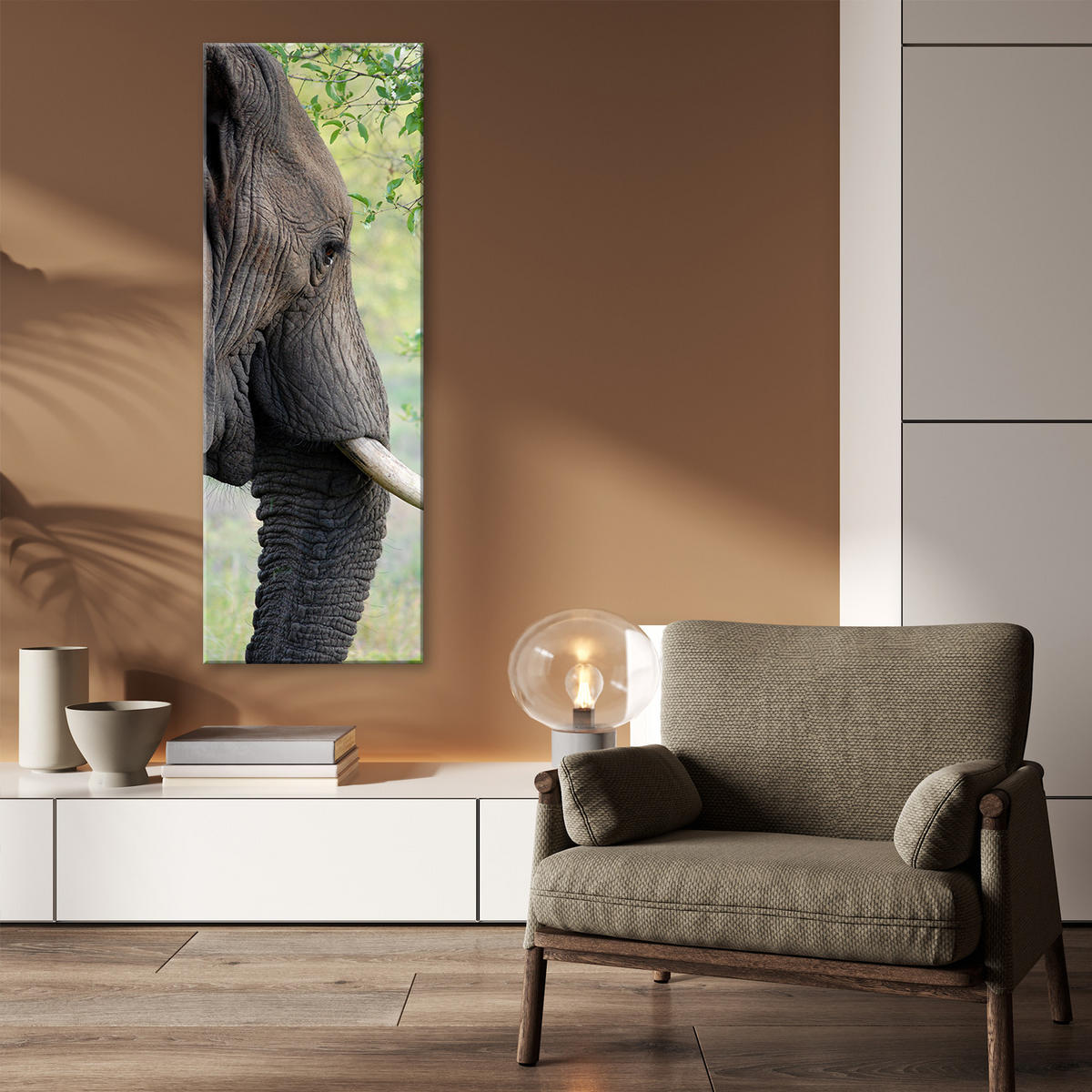 WANDBILD elefant tier afrika - Grau, Textil (30/90cm) - Feeby