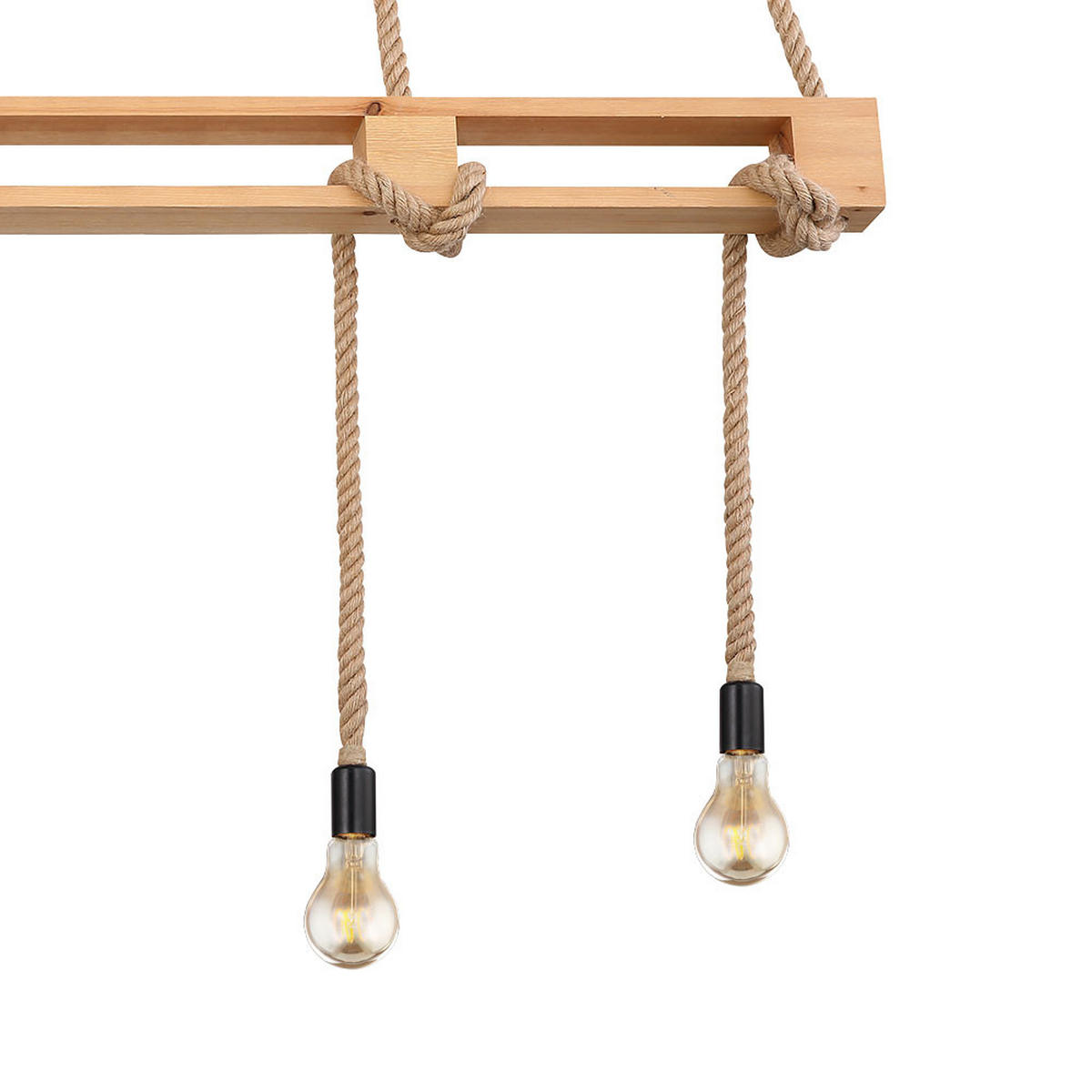 HÄNGELEUCHTE Balken Hanfseil Braun - Braun, Holz (120/10/120cm) - Globo Lighting
