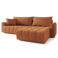 ECKSOFA FRIGA Orange Strukturstoff mit Schlaffunktion - Orange, Holz (283/185cm) - MASSENO