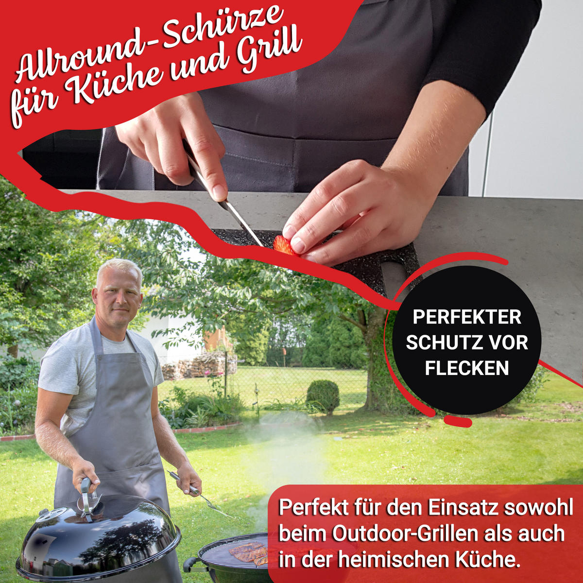 SCHÜRZE , 75x100 cm, 100% Baumwolle, Grau - Grau, Textil (75/100cm) - Zollner