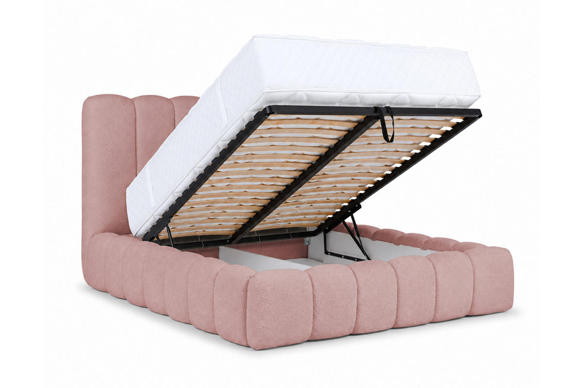 POLSTERBETT Mit Bettkasten, Chenille-Stoff Catch Me, Rosa, 160x200 cm, CANDE - Pink, Holz (160/200cm) - Kaiser Möbel