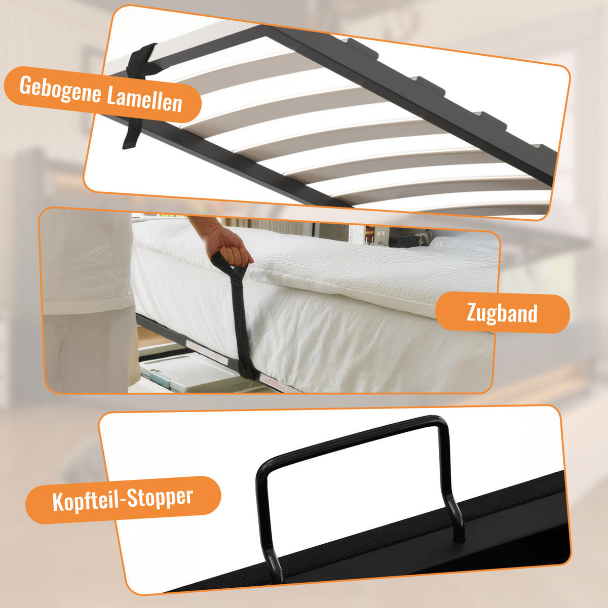 POLSTERBETT 90/200 cm mit Bettkasten und Ladestation, gepolstertes Kopfteil, Grau - Grau, Textil (90/200cm) - BEAOK