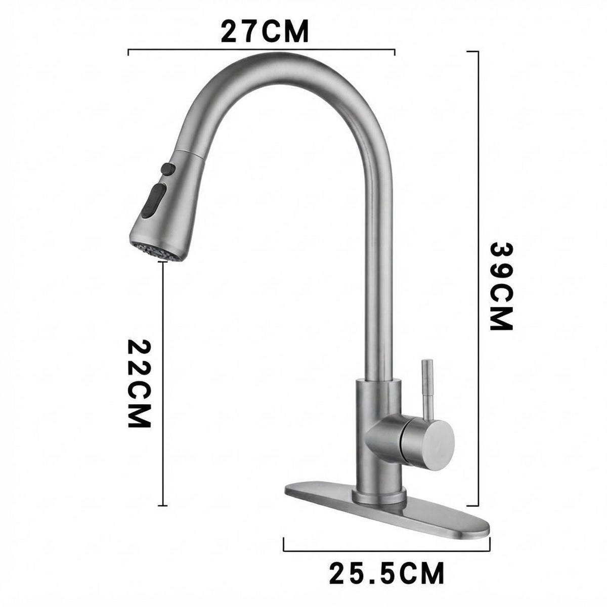 BADEZIMMERARMATUR mit Druckschlauch, 39 x 27 cm, silber - Silberfarben, Metall (53.5/6.5/26.5cm) - Vallsero