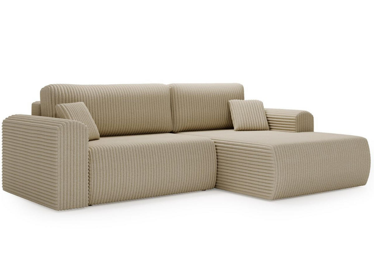 ECKSOFA Belvio Beige Rechts - Beige/Schwarz, Holz/Textil (257/177cm) - Graingold