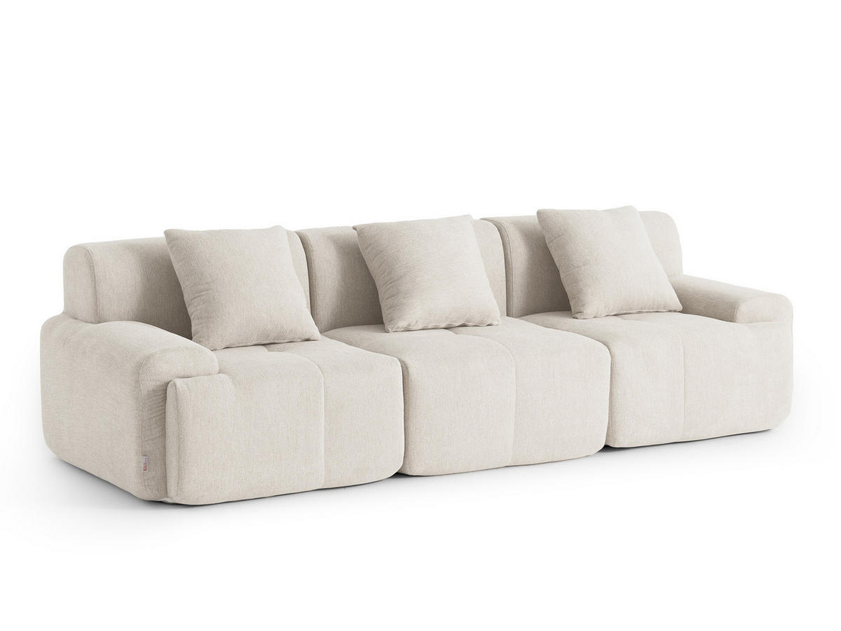 3-SITZER-SOFA Chenille Elfenbeinweiß - Creme, Textil (260/73/95cm) - MILYsofa