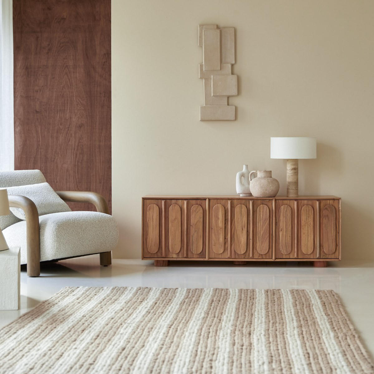 TV-SCHRANK Olga Natur aus Akazie - Naturfarben, Holz (146/51/40cm) - Tikamoon
