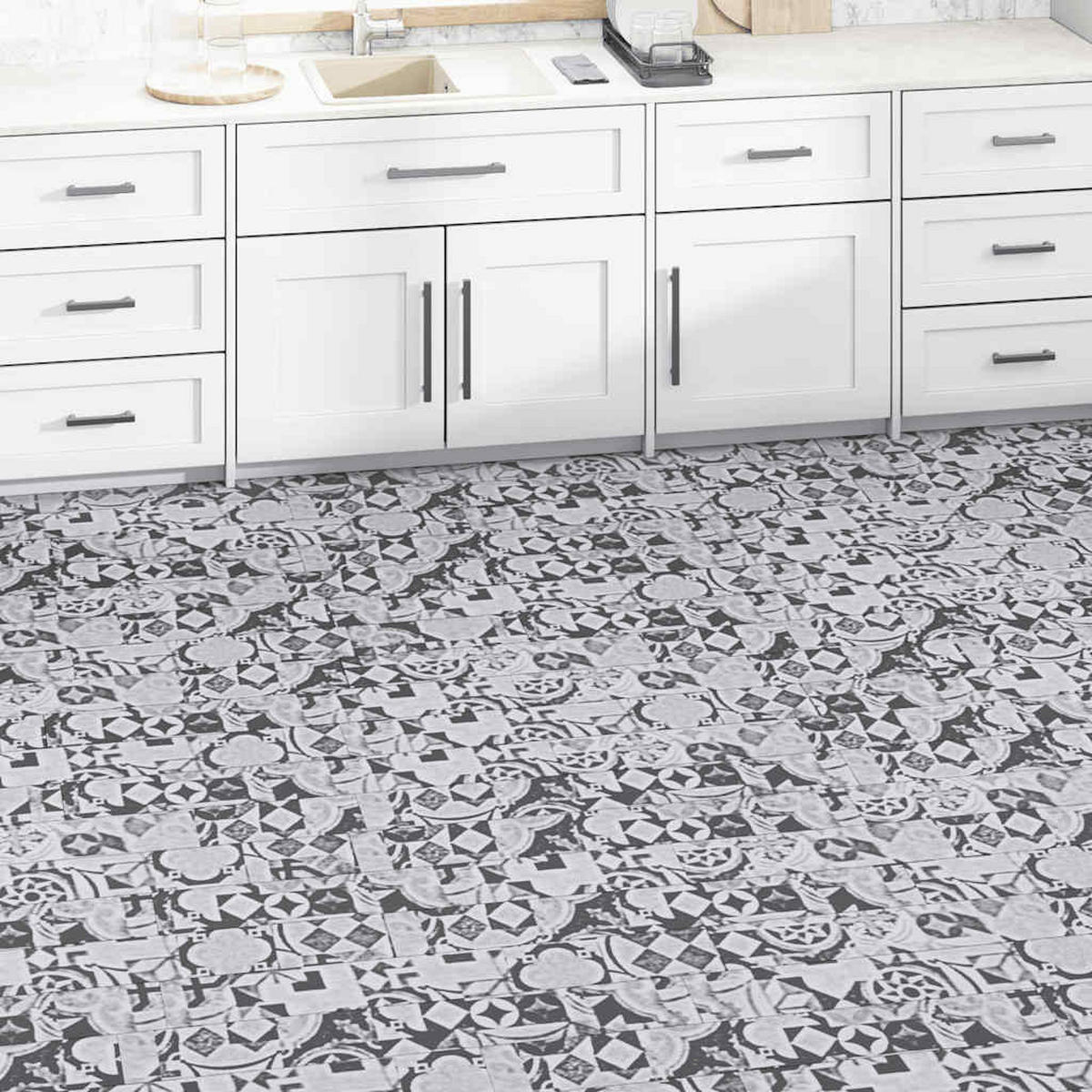 VINYLBODEN PVC-Dielen selbstklebend | 2mm Stärke | Laminat Viny | Graues Muster , 5,02m² - Grau, Holzwerkstoff (91.5/15.2/0.2cm) - DELUKE