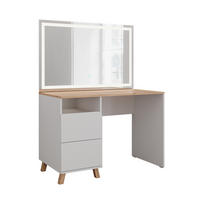 SCHMINKTISCH Karen Weiß/Artisan 110 cm mit LED-Spiegel - Weiß/Eiche Artisan, Holzwerkstoff (110/75/55cm) - Vicco