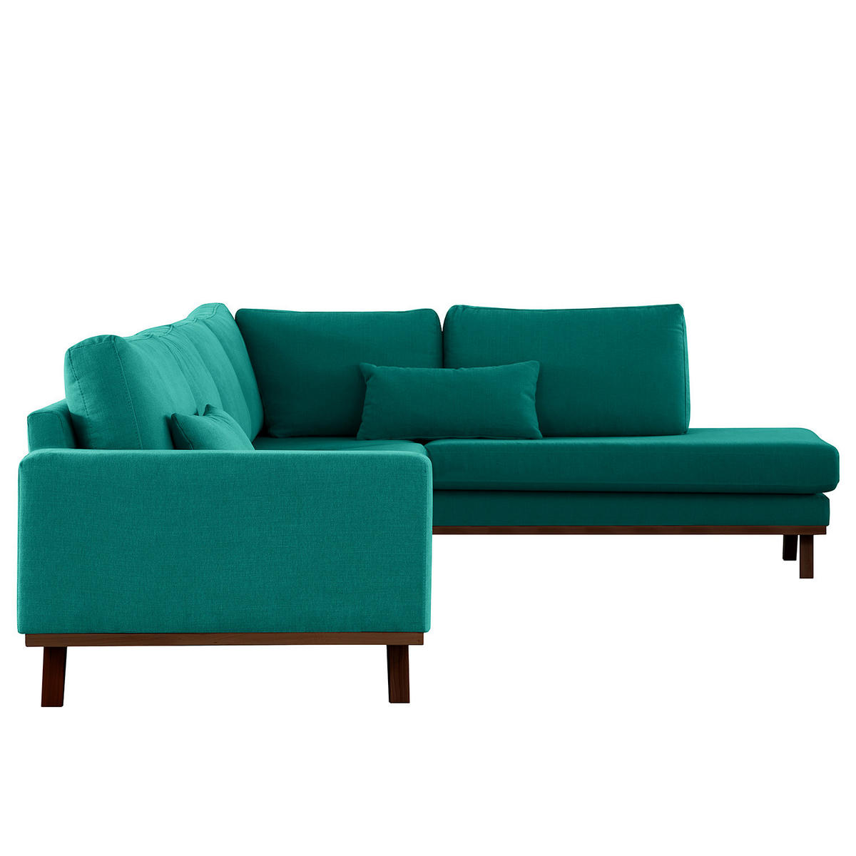 ECKSOFA mit Ottomane - Buchefarben/Petrol, Buchenholz/Textil (287/219cm) - home24