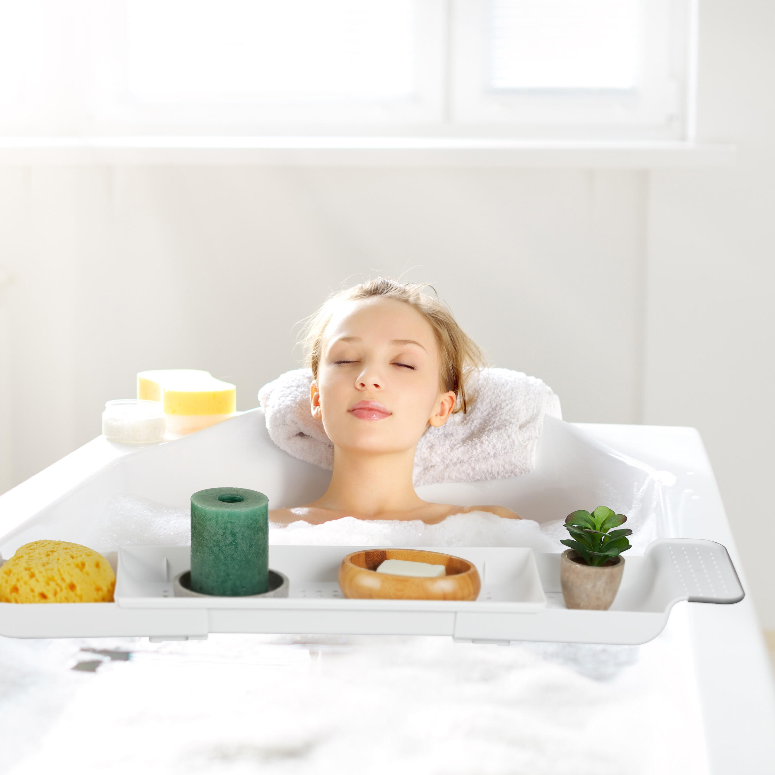 BADEWANNENABLAGE - Weiß, Kunststoff (78/6/17.5cm) - Relaxdays