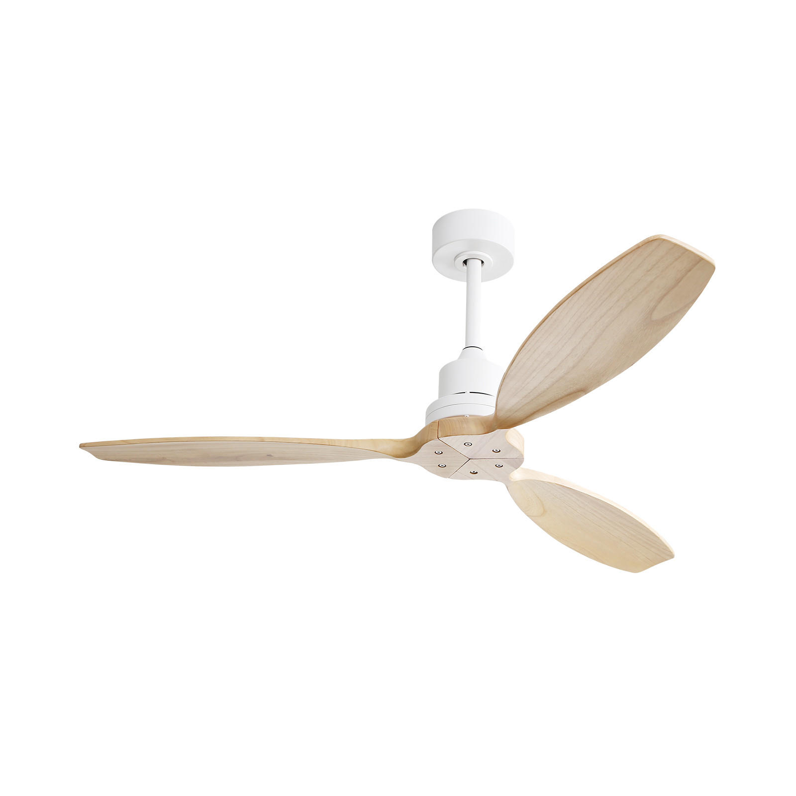 DECKENVENTILATOR DE-16322 Flachdeckenventilator mit Massivholzflügeln Weiß - Weiß, Holz/Metall (132/132/34.5cm) - ComfortXL