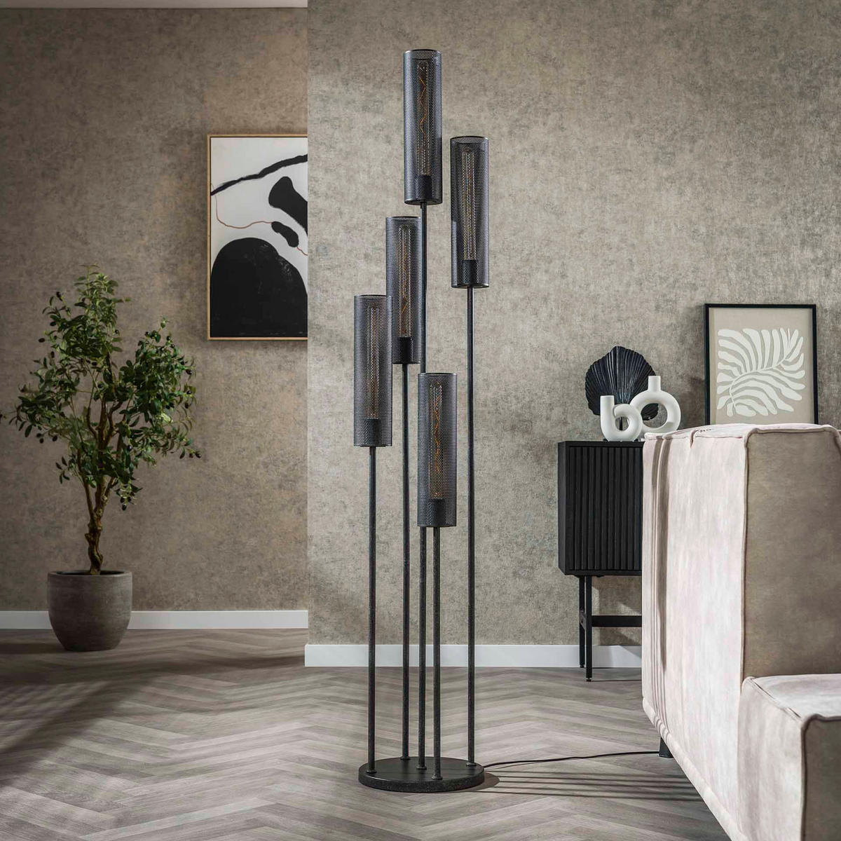 STEHLEUCHTE Tube Schwarz 32/32/ 172 cm - Schwarz, Metall (32/32/172cm) - Hoyz Collection