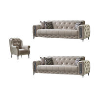SITZGARNITUR Rosario, Beige Stellvariante 3+3+1 - Beige, Holzwerkstoff/Kunststoff (230/80/100cm)