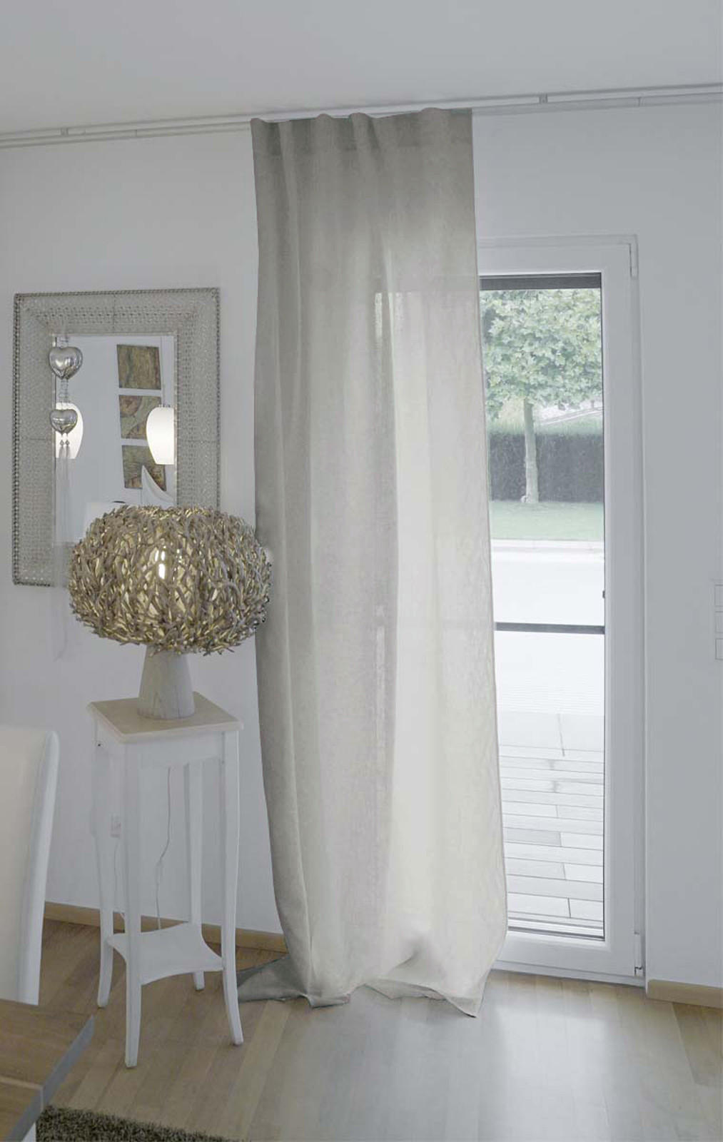 SCHLAUFENVORHANG reines Leinen mit verdeckten Schlaufen stein-grau 135/245 cm - Grau, Naturmaterialien (135/255cm) - beties Heimtextil