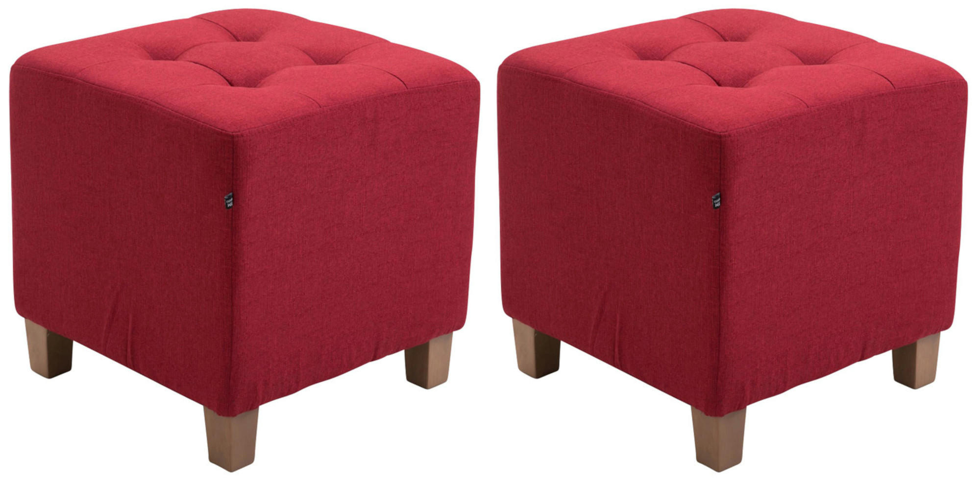SITZHOCKER 2er Set Celis Stoff Rot Hocker Schlafzimmer - Rot, Textil (45/46/45cm) - DELUKE