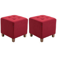 SITZHOCKER 2er Set Celis Stoff Rot Hocker Schlafzimmer - Rot, Textil (45/46/45cm) - DELUKE