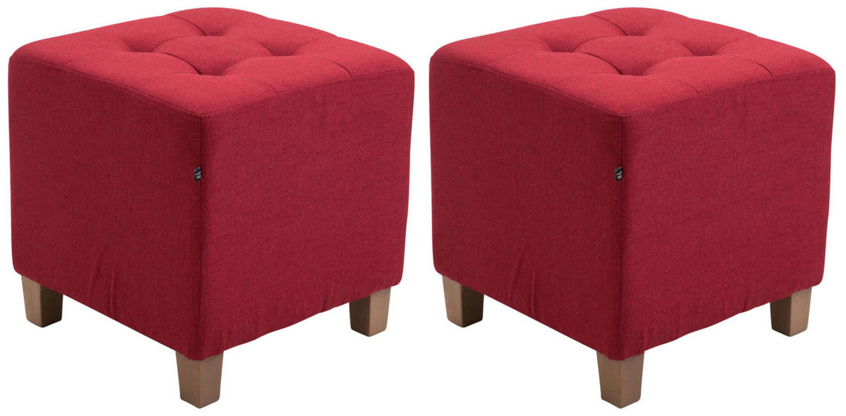 SITZHOCKER 2er Set Celis Stoff Rot Hocker Schlafzimmer - Rot, Textil (45/46/45cm) - DELUKE