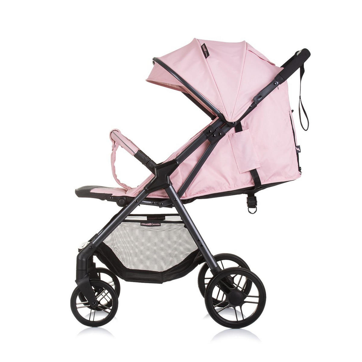 BUGGY Sparkle rosa faltbar, Gurt am Griff, verstellbar - Rosa, Metall (84/55/97cm) - Chipolino