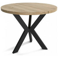 ESSZIMMERTISCH IDA, ausziehbarer Tisch Durchmesser: 110 cm bis 150 cm, Wohnzimmertisch Farbe: Hellbraun, mit Holzbeinen in Farbe Schwarz - Schwarz/Sonoma Eiche, Holzwerkstoff (110/110/75cm) - Sepro Meble