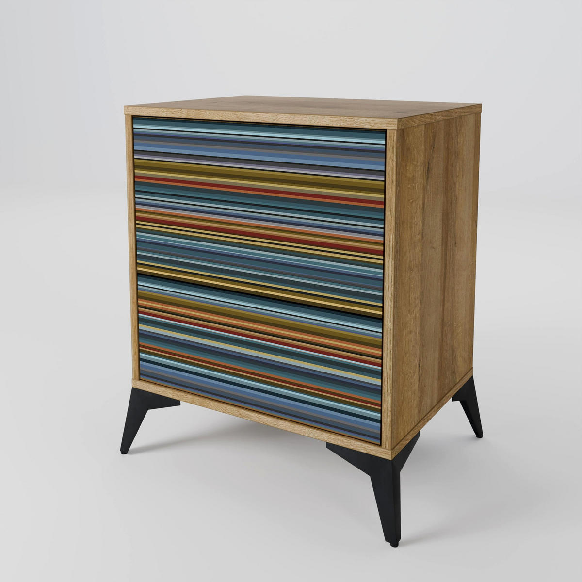 SIDEBOARD LINEOUT SPECTRUM, Eichefarben, 57,5x42x72,5 cm, Schwarze Metallfüße - Eichefarben/Multicolor, Holzwerkstoff/Metall (57.5/72.5/42cm) - SpaceRebels