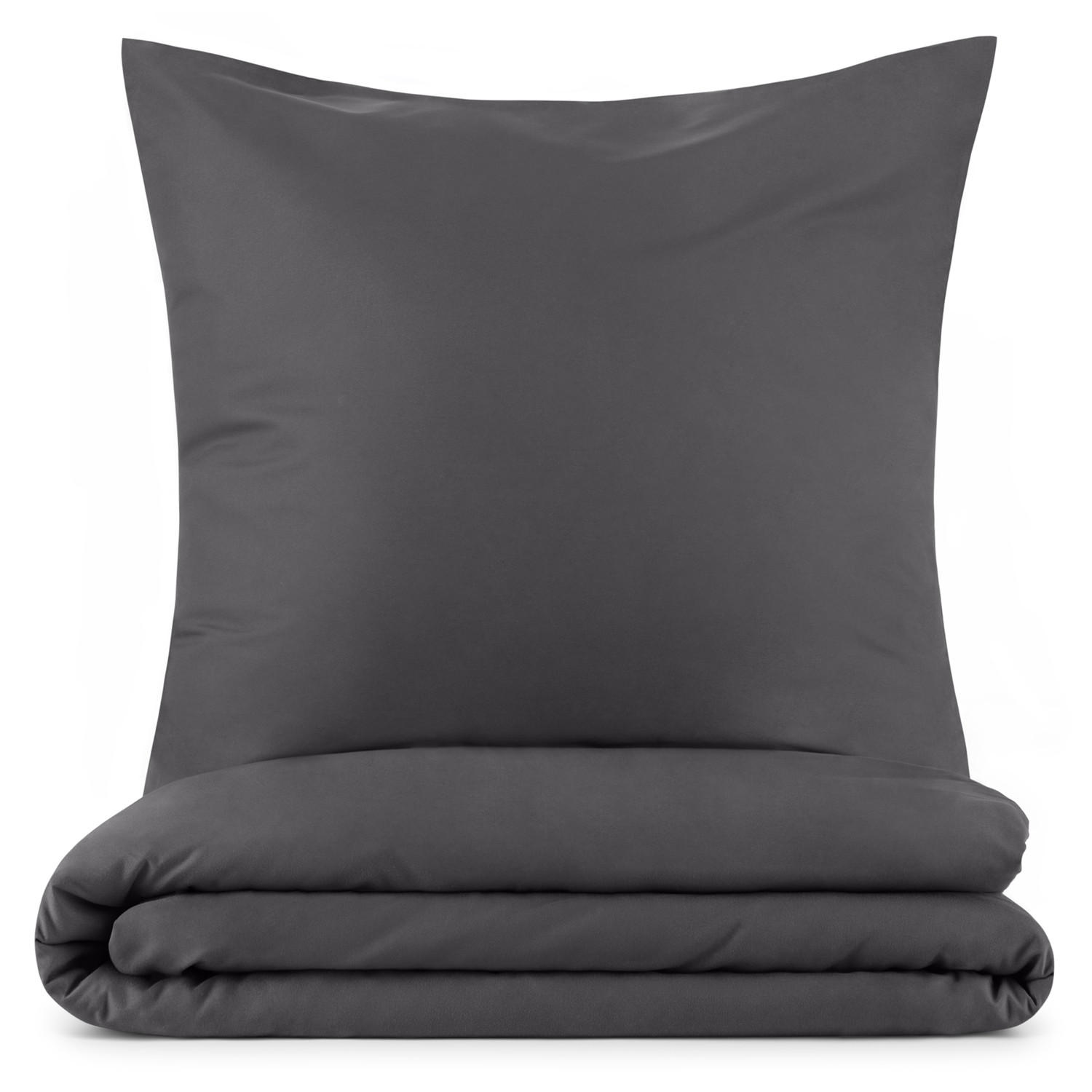 BETTWÄSCHE 2-teilig, 135/200 cm & 80/80 cm, Anthrazit - Anthrazit, Textil (135/200cm) - Blumtal