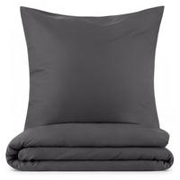 BETTWÄSCHE 3-teilig, 200/220 cm & 2x 80/80 cm, Anthrazit - Anthrazit, Textil (200/220cm) - Blumtal