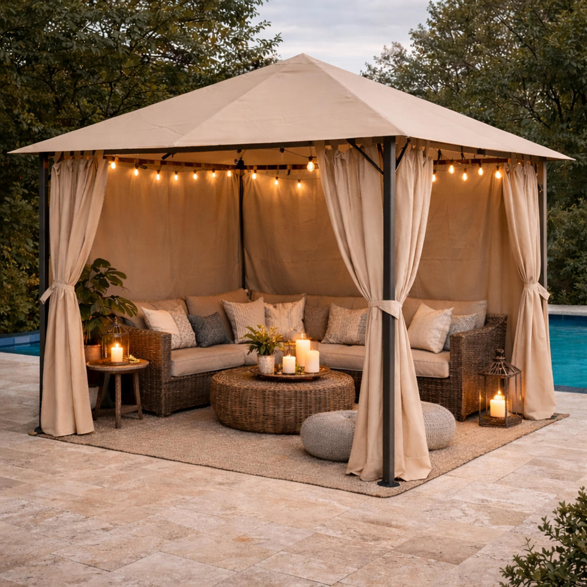 PAVILLON Nizza 3x3m Sand inkl. Seitenwandset - Beige, Metall (300/263/300cm) - QUICK STAR