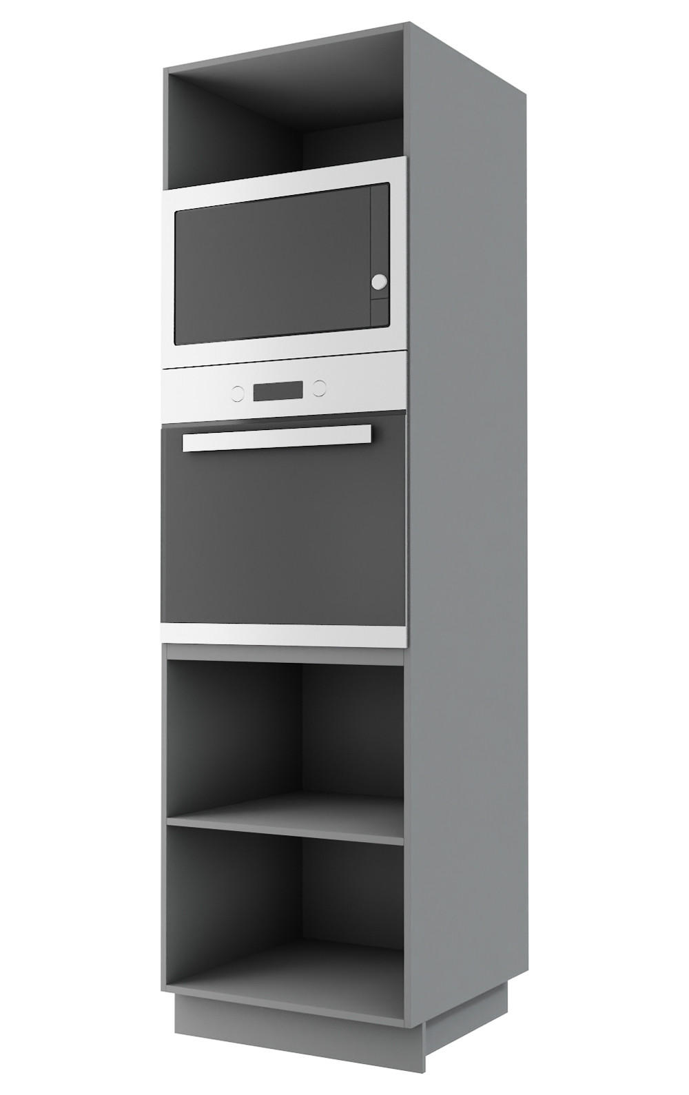 Thumbnail - Feldmann-Wohnen Backofen-Hochschrank, Creme, Grau, Metall, 3 Fächer, Rechteckig, 60x207x59 cm, Küchen, Küchenmöbel, Küch...