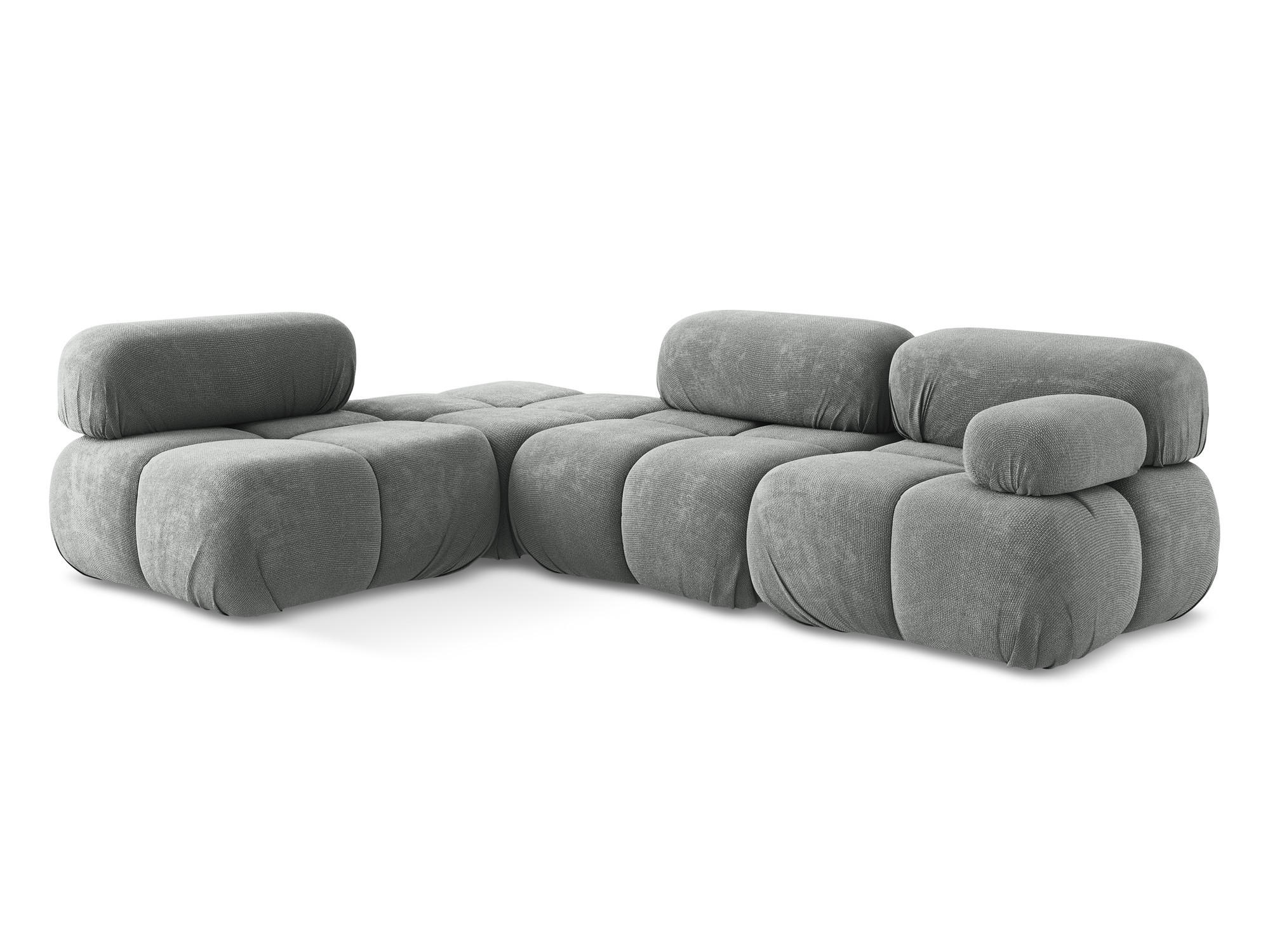 ECKSOFA Links Chenille Stoff Grau - Blau/Schwarz, Kunststoff/Textil (190/285cm) - Makamii