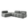 ECKSOFA Links Chenille Stoff Grau - Blau/Schwarz, Kunststoff/Textil (190/285cm) - Makamii