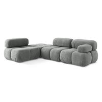 ECKSOFA Links Chenille Stoff Grau - Blau/Schwarz, Kunststoff/Textil (190/285cm) - Makamii
