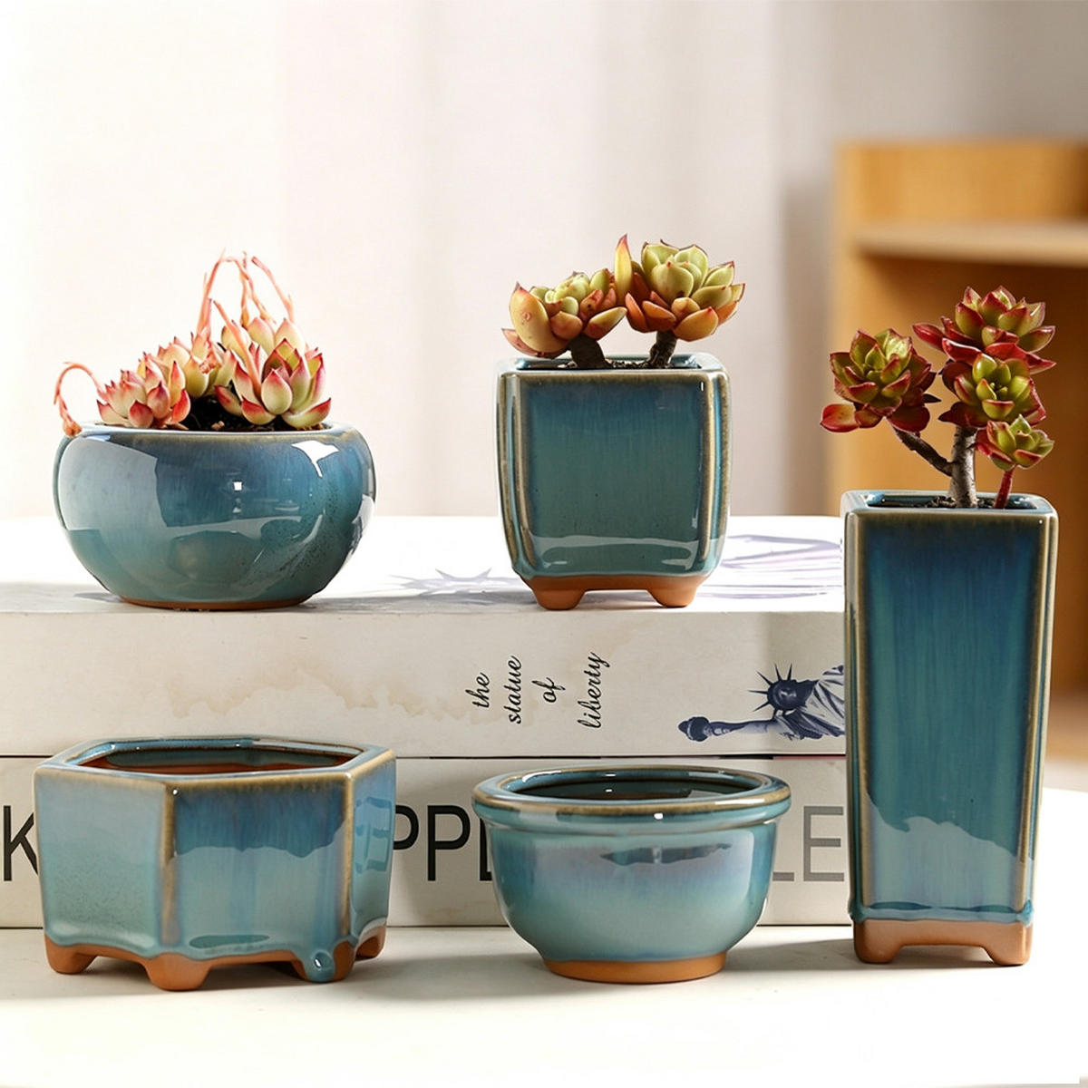 VASE 5,5 x 5,5 x 12,5 cm Keramik - Blau, Keramik (12.5cm) - LIBRATON