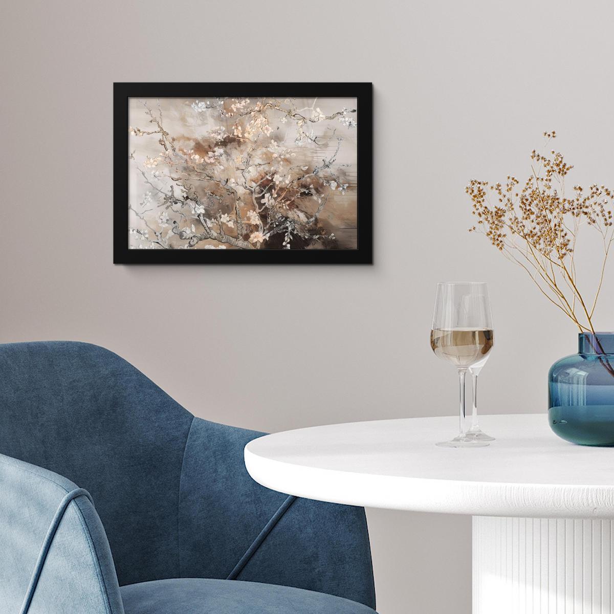 POSTER MIT RAHMEN Mandelblüte - Kunst - Van Gogh - Beige - Abstrakt 30x20 cm - Braun, Papier (30/20cm) - MuchoWow