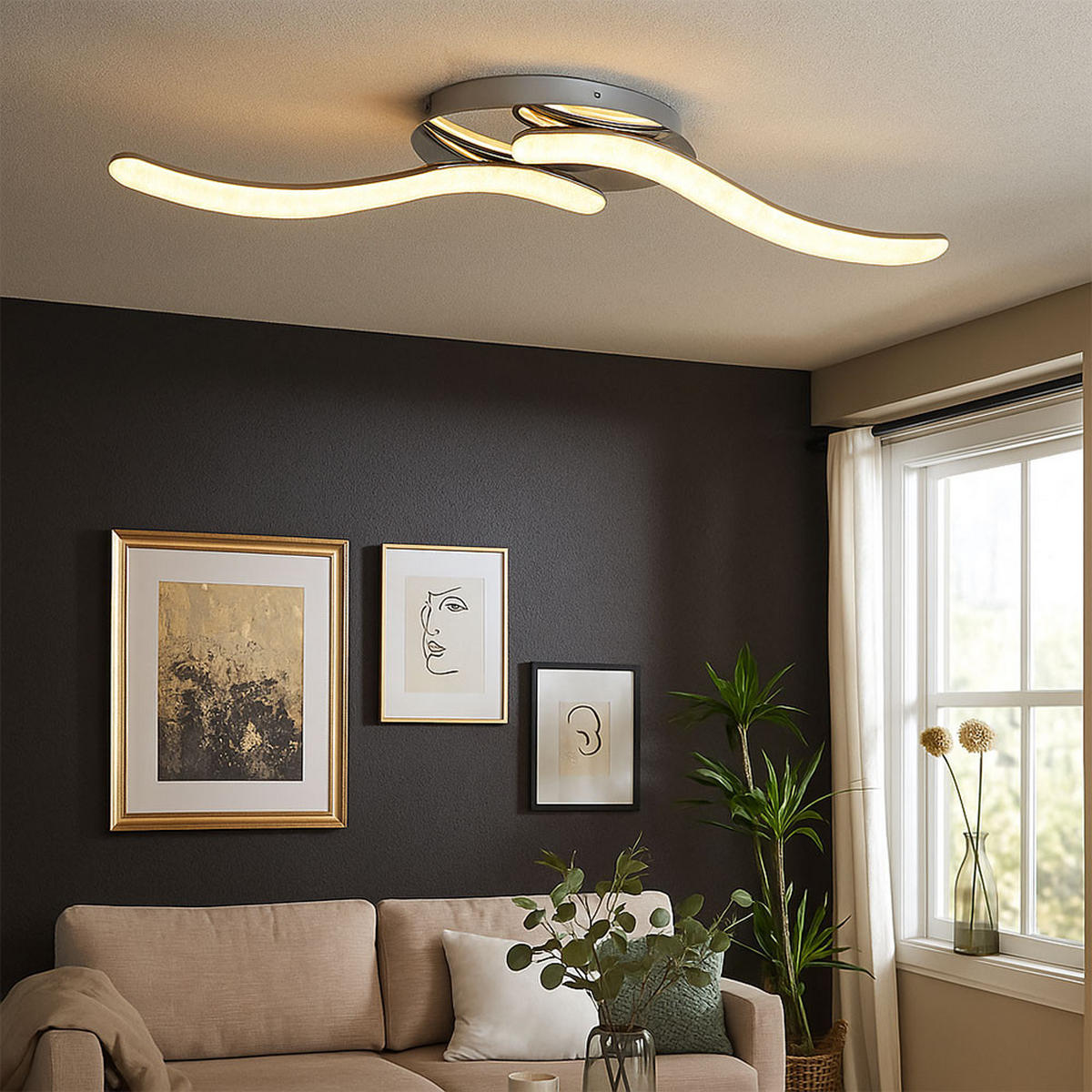 LED DECKENLEUCHTE Nabro Silber Chrom Kristalle - Silberfarben, Metall (75/20/12cm) - Globo Lighting