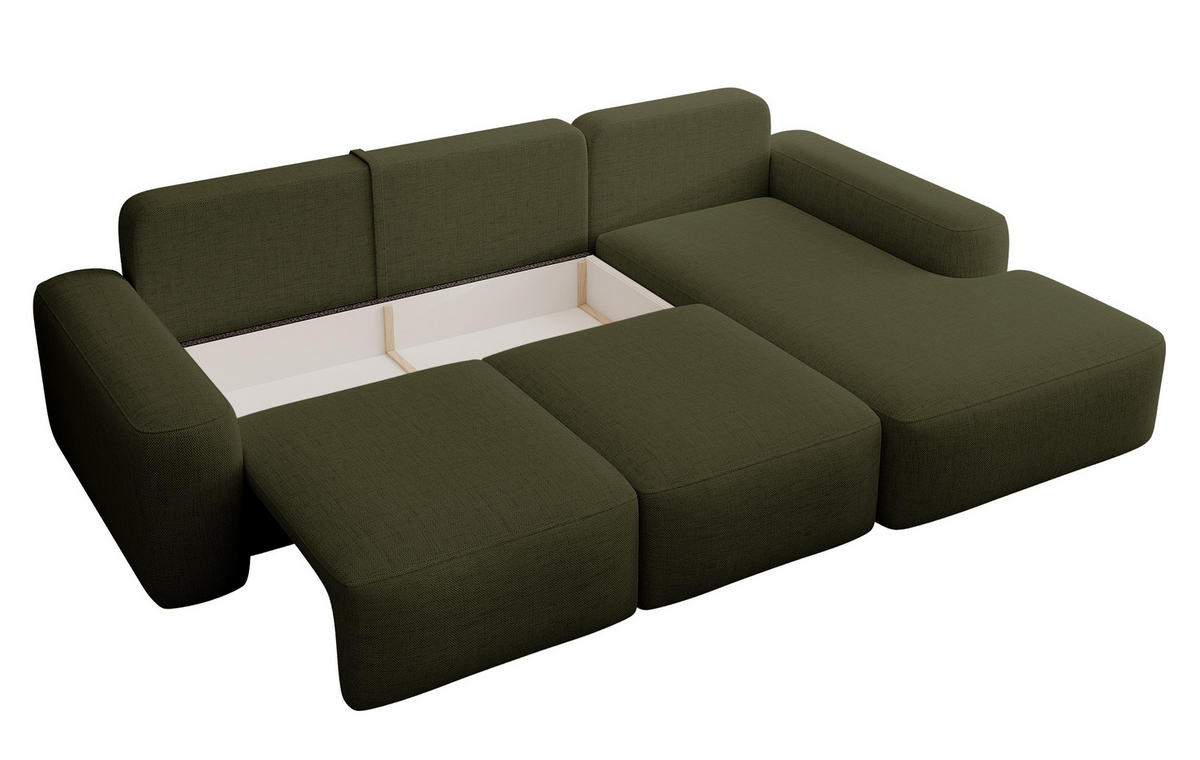ECKSOFA Carnos Chenille-Bezug in Olivgrün - Olivgrün, Textil (264/162cm) - Selsey