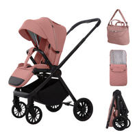 BUGGY Scale, Klein und Leicht, Teleskopische Führung, Kompakt Faltbar, Wickeltasche, Reisetasche - Schwarz/Rosa, Textil/Metall (58/100cm) - BabyLux
