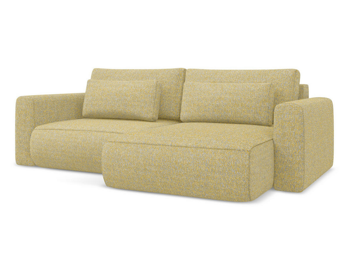 ECKSOFA mit Schlaffunktion Strukturstoff Stoff Gelb - Currygelb/Gelb, Kunststoff/Textil (240/149cm) - Makamii