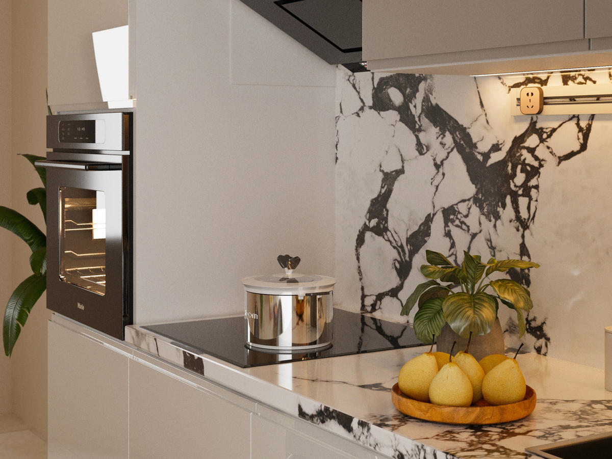 KÜCHENZEILE 240 cm Glanzia – KU-S03 – Weiß / Grau – Hochglanz - Weiß Hochglanz, Holzwerkstoff (240/212/58cm) - hi-markt